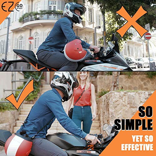 Motorcycle Helmet Carrier Strap - Hands-Free, Motorbike Accessory. Convenient, Lightweight and Comfortable Alternative to Helmet Bag or Backpack. A Perfect Biker Gift For Men and Women. Tricolor EZ-GO - Thumbnail 5