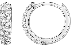 PAVOI 14K Gold Plated Cubic Zirconia Huggie Hoop Earrings for Women - 925 Sterling Silver Posts Small Round Huggies Stud Earrings for Women