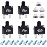 mxuteuk 5Pcs 3Amp Circuit Breakers Push Button Manual Reset 125/250V AC 32V DC,Overload Protector Switch Thermal Circuit Breakers with Quick Connect Terminals and Waterproof Button Caps ST1-5-3A