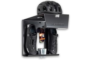 Stasdock Wall Bike Rack | Bike Storage Wall Mount System | For Race Bicycles (Happy Black) and Mountain Bikes | Bike Shelf | Indoor bike wall bracket | Store your helmet and shoes | Home and Garage