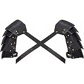 Viking Double Pauldrons - Medieval Faux Leather Shoulder Armor for LARP, Cosplay & Ren Faire