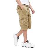 BEST SOUTH Men's Capri Long Twill Cargo Shorts Below Knee 13 Inches Cotton Relaxed Fit Casual Multi-Pocket