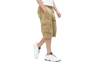 BEST SOUTH Men's Capri Long Twill Cargo Shorts Below Knee 13 Inches Cotton Relaxed Fit Casual Multi-Pocket