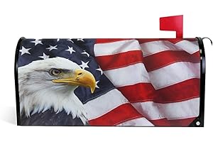Wamika Patriotic Eagle American Flag Mailbox Covers Standard Size Memorial Independence Day 4th of July Magnetic Mail Wraps Cover Post Box 21 X 18 for Garden Yard Decor