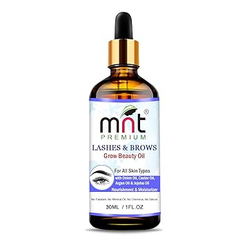MNT Lashes & Brows Grow Beauty Oil with Argan & Jojoba Oil (30ml) For Thicker, Longer Eyebrows and Healthier Eyelashes