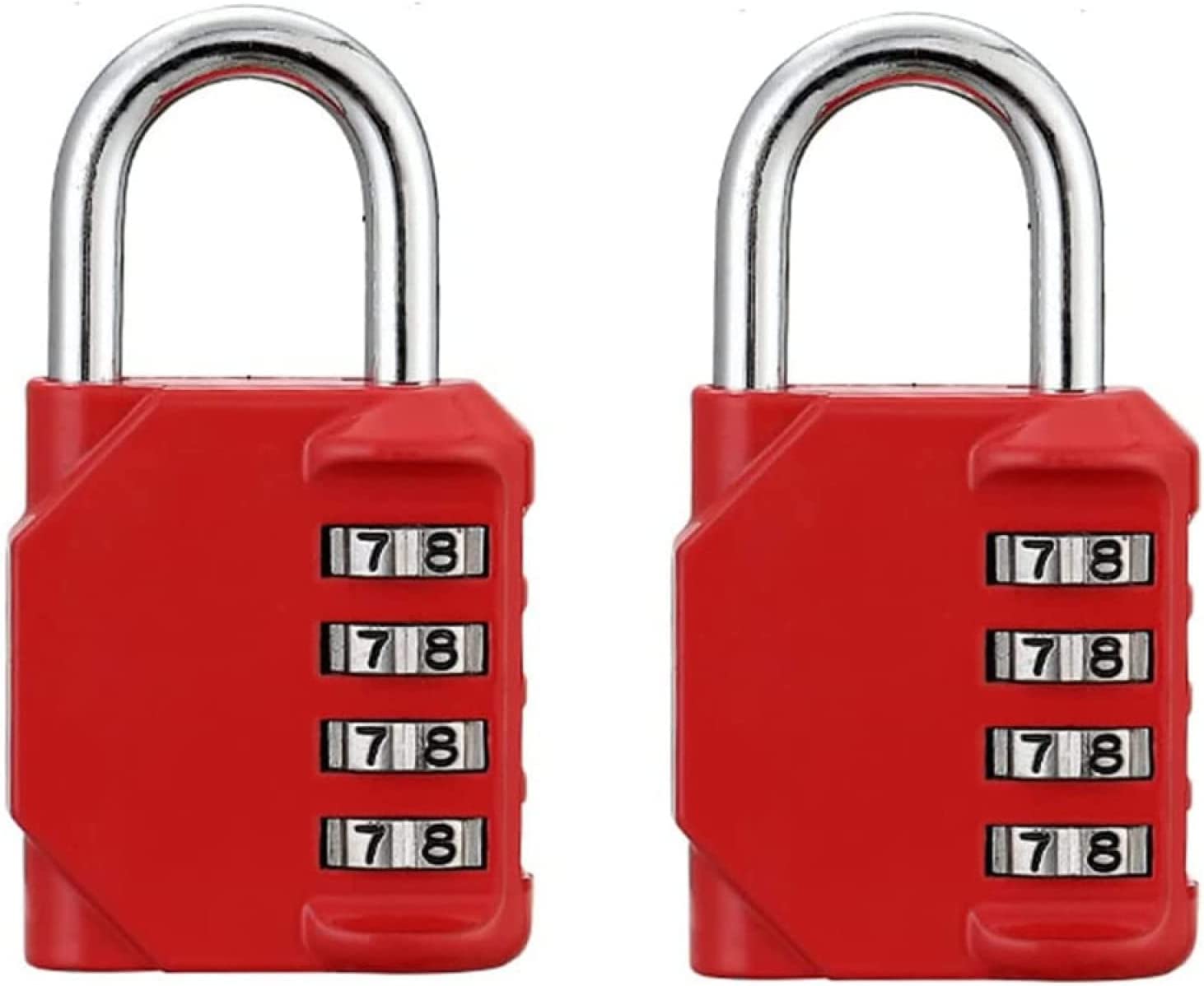 Juliyeh 2 Pcs 4 Digit Combination Padlock School Lock for Gym, Sports Locker, Fence, Toolbox, Red