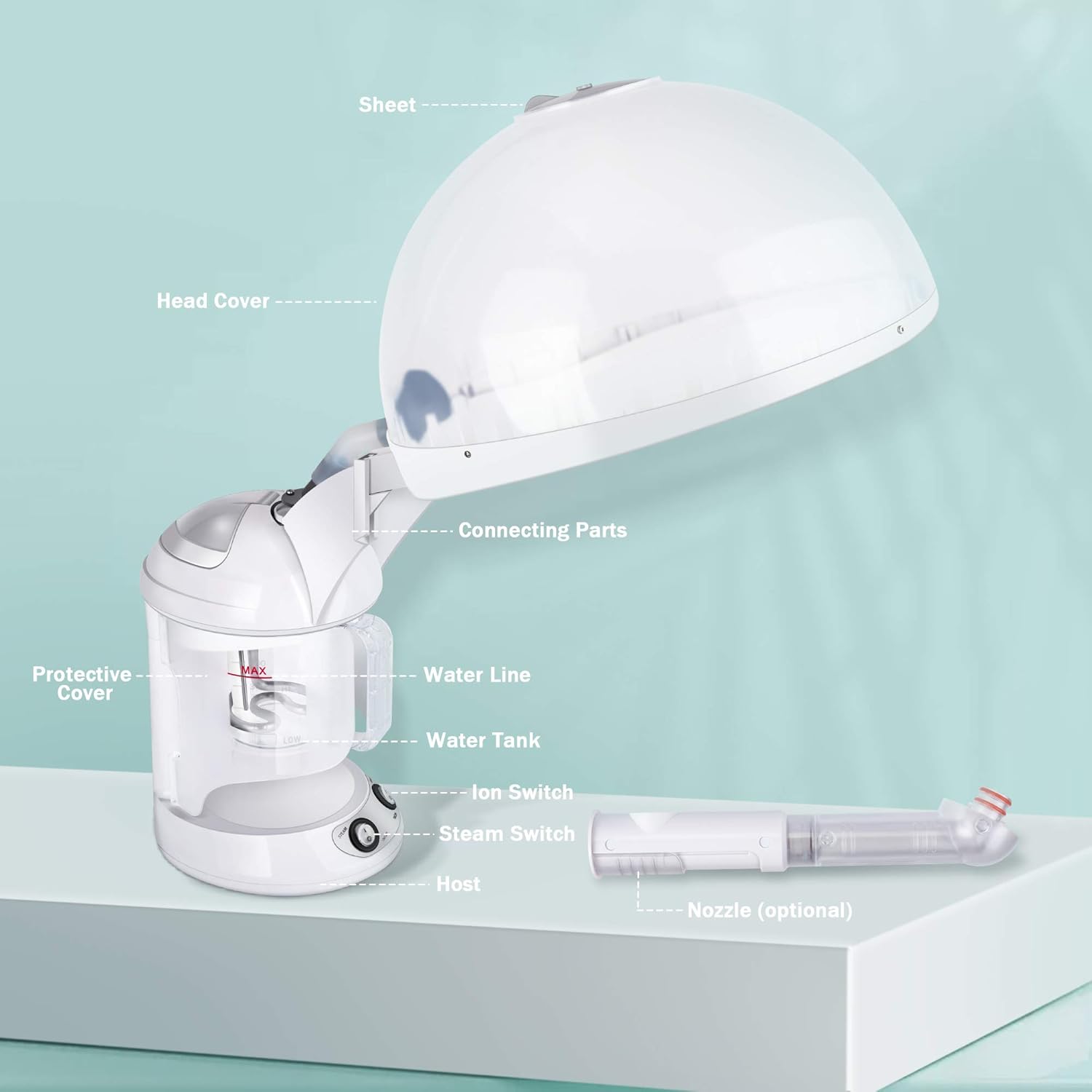 Hair Steamer EZBASICS 2 in 1 Ion Facial Steamer, Hair Humidifier Hot Mist Moisturizing Facial Atomizer Face Hydration System Sprayer, Design for Personal Care Use At Home or Salon: Beauty
