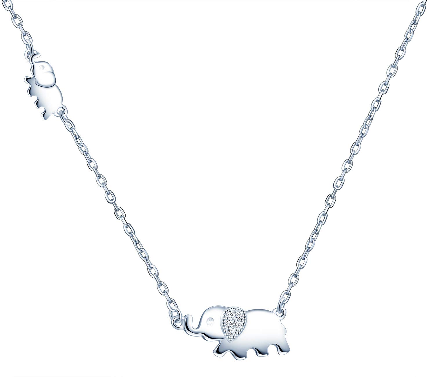 MicVivien Fashion Elephants Pendant Necklace Cute Animal 925 Sterling Silver Necklace for Women Girls
