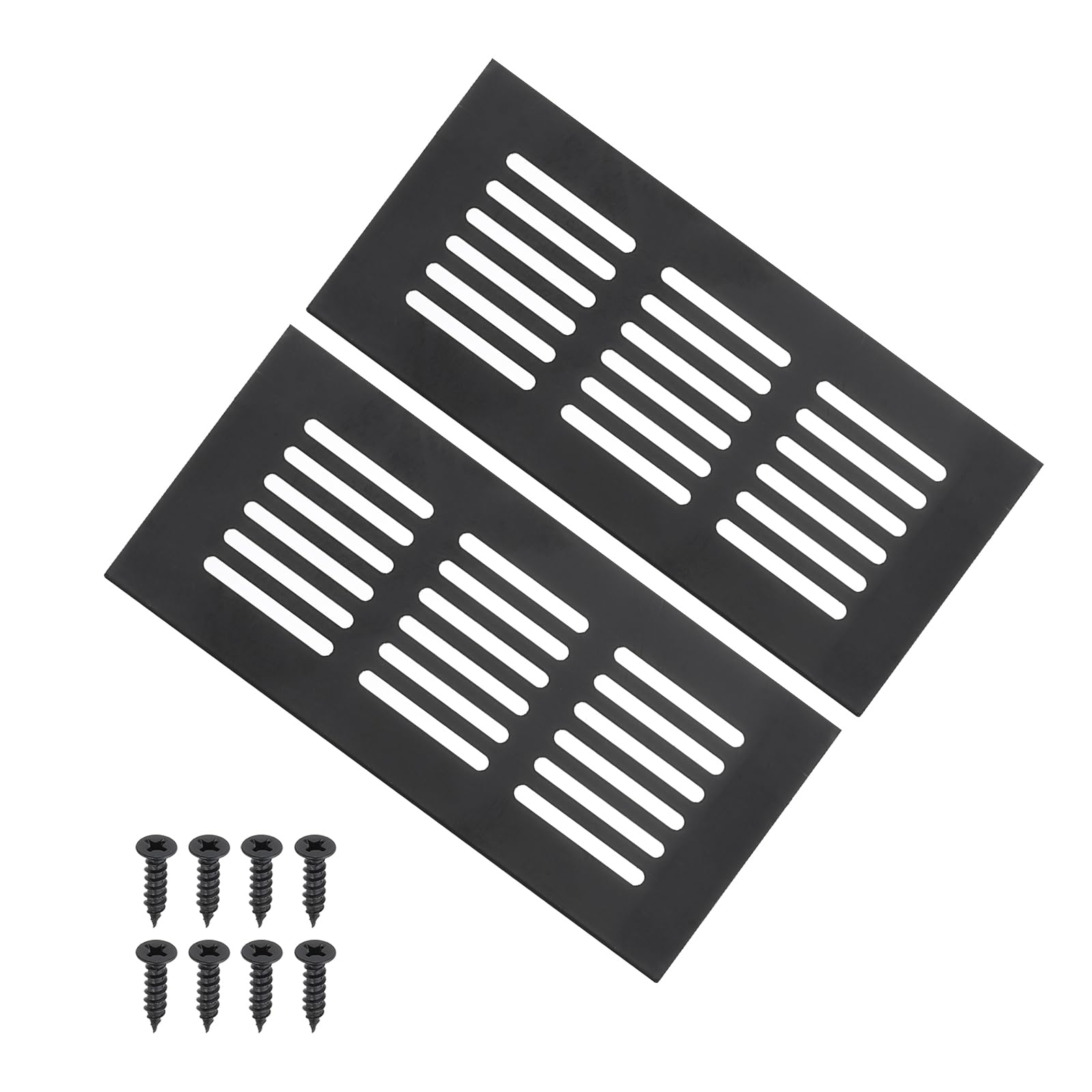 PATIKIL 6 x 2.4 Inch Door Air Vent Cover, 2pcs Aluminum Grille Ventilation Cover Louvered with Mounting Screws for Cabinet Wardrobe Door, Black