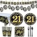 Trgowaul 21th Birthday Party Supplies - Gold Disposable Paper Plates, Napkins, Cups, Tablecover Forks, Knives and Spoons for 16 Guests and Party Supplies Decorations Banner