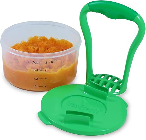 Fit & Fresh Baby Food Masher with 1Cup Container, Perfect
