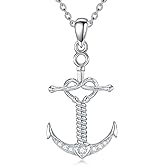 LWXIE Diamond Anchor Necklace for Women 925 Sterling Silver Anchor Pendant Jewelry Gifts for Women Mom Wife Girlfriend