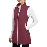 baleaf Running Vest for Women Long Puffer Fall Coat Sleeveless Jacket Outerwear Winter Warm Fleece Hybrid Lightweight
