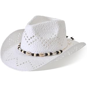 Cowboy Hats for Women & Men Straw Cowboy Hat Wide Brim Western Cowgirl Hats Summer Sun Hat