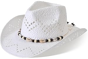 Ekulforg Cowboy Hats for Women & Men Straw Cowboy Hat Wide Brim Western Cowgirl Hats Summer Sun Hat