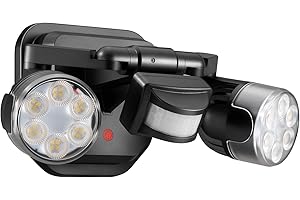 OREiN Motion Sensor Outdoor Security Light, Adjustable Dual-Head LED Flood Light, 3 Modes(Motion/Manual/Dusk to Dawn), 150W Equivalent 5000K, IP65 Waterproof Exterior Lighting, Hardwired