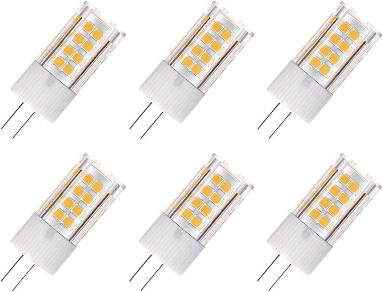 ZFQ 6-Pack G4 AC/DC 12V LED Light Bulb, 5 Watt, 500 Lumen, Warm White 3000K, 360° Beam Angle, 50W Equivalent