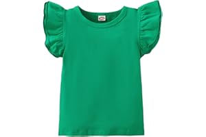 DOAHAPYKER Kids Blouse Plain Ruffle Sleeve Top Toddler Girls Solid Color T-Shirt Baby Girl Cotton Casual Clothes