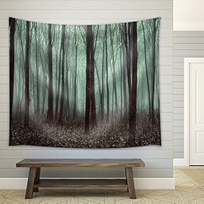Beautiful Forest with Fog. Beauty Nature Background - Fabric Wall Tapestry Home Decor - 51x60 inches