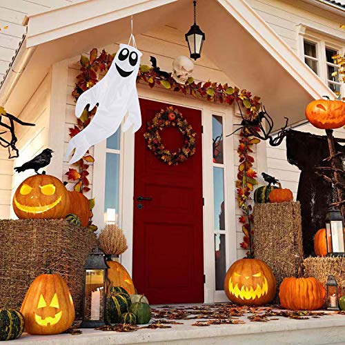 Sunshane 1 Piece 43 Inch Halloween Windsocks Flag Ghost Windsock Outdoor Hanging Decoration for Halloween Home Front Yard Patio Lawn Garden Decorations