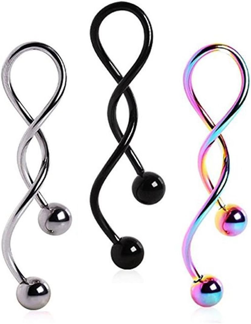 Kiokioa Spiral Twist Navel Ring 316L Surgical Steel Body Piercing Rings14g