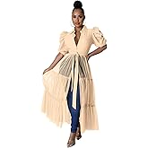 Ekaliy Women Sexy Short Sleeve Bodycon High Low Asymmetrical Ruffle Tunics Blouse Shirt Top Dress