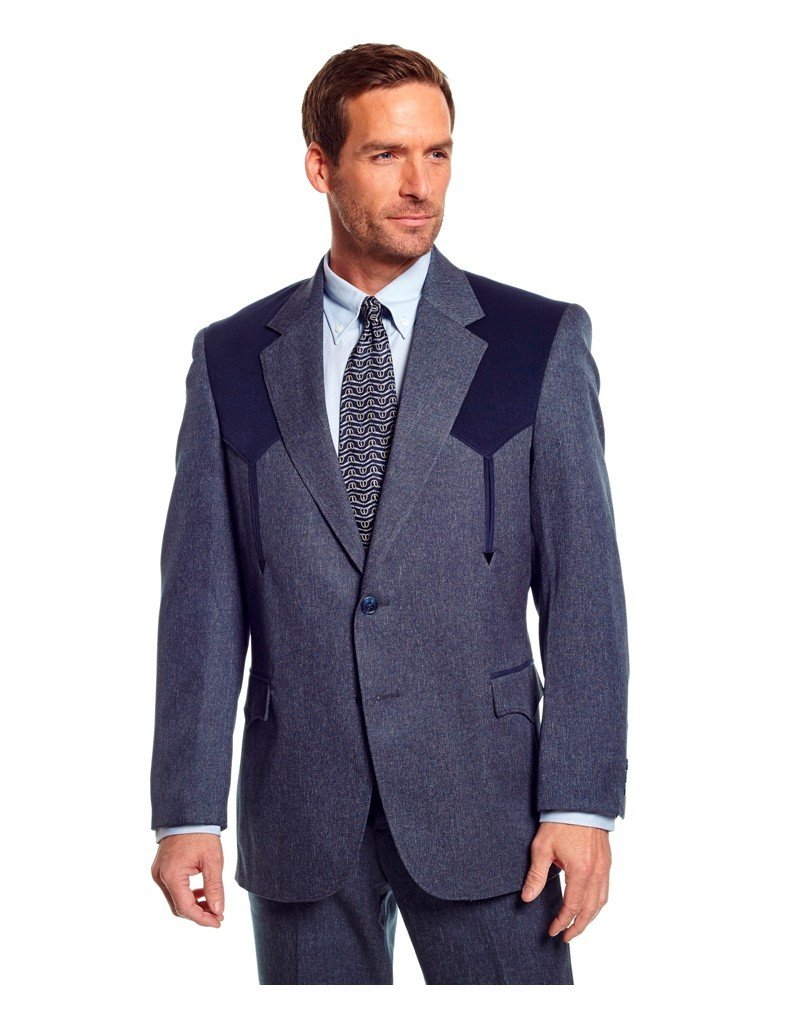 Photo 1 of Circle S Men's Boise Western Suit Coat Short, Reg, Tall HTHR Navy 46 REG