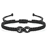 Initial Letter Bracelet for Women Men, Alphabet Handmade Black Adjustable Braid Rope Heart Bracelet, Jewelry Gifts for Daughter Mother's Day Mom Sister
