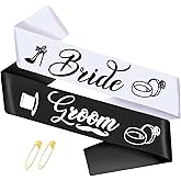 JXYCBZYing 2 Pcs Bride and Groom Sash Set, Bachelorette Party Sashes, Black White Bride to Be and Groom to Be Sash for Bridal Shower Wedding Hen Party Decorations Engagement Gifts