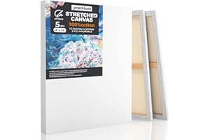 ARTSANI Stretched Canvases for Painting 5 Pack 18x24 Inch, 100% Cotton 12.3 oz Triple Primed Painting Canvas, 3/4" Profile Acid-Free Large Paint Canvas Blank Canvas for Acrylic Pouring Oil Watercolor Painting