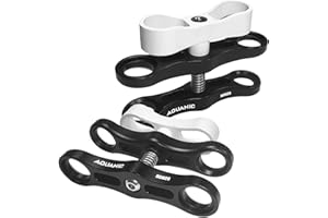 NITESCUBA 2PCS 1'' Standard Ball Long Clamp Mount,360°Clip Adapter Bracket for Underwater Diving Light Arm Tray System Photography Diving Camera Action Camera Flashlight Arms System Black and White