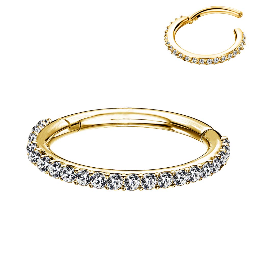 OUFER Helix Hoop Ring 16G 316L Stainless Steel Cartilage Earring Hoops Hinged Segment Clicker Clear CZ Helix Tragus Daith Piercing Jewellery