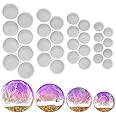 RESINWORLD 32-Cavity Set of 2'', 1.75'', 1.5'', 1.25'' Circle Grip Mold, Magnet Mold, Earrings Mold, Round Keychain Silicone Mold for Resin