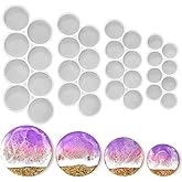 RESINWORLD 32-Cavity Set of 2'', 1.75'', 1.5'', 1.25'' Circle Grip Mold, Magnet Mold, Round Keychain Silicone Mold for Resin (No Hole)