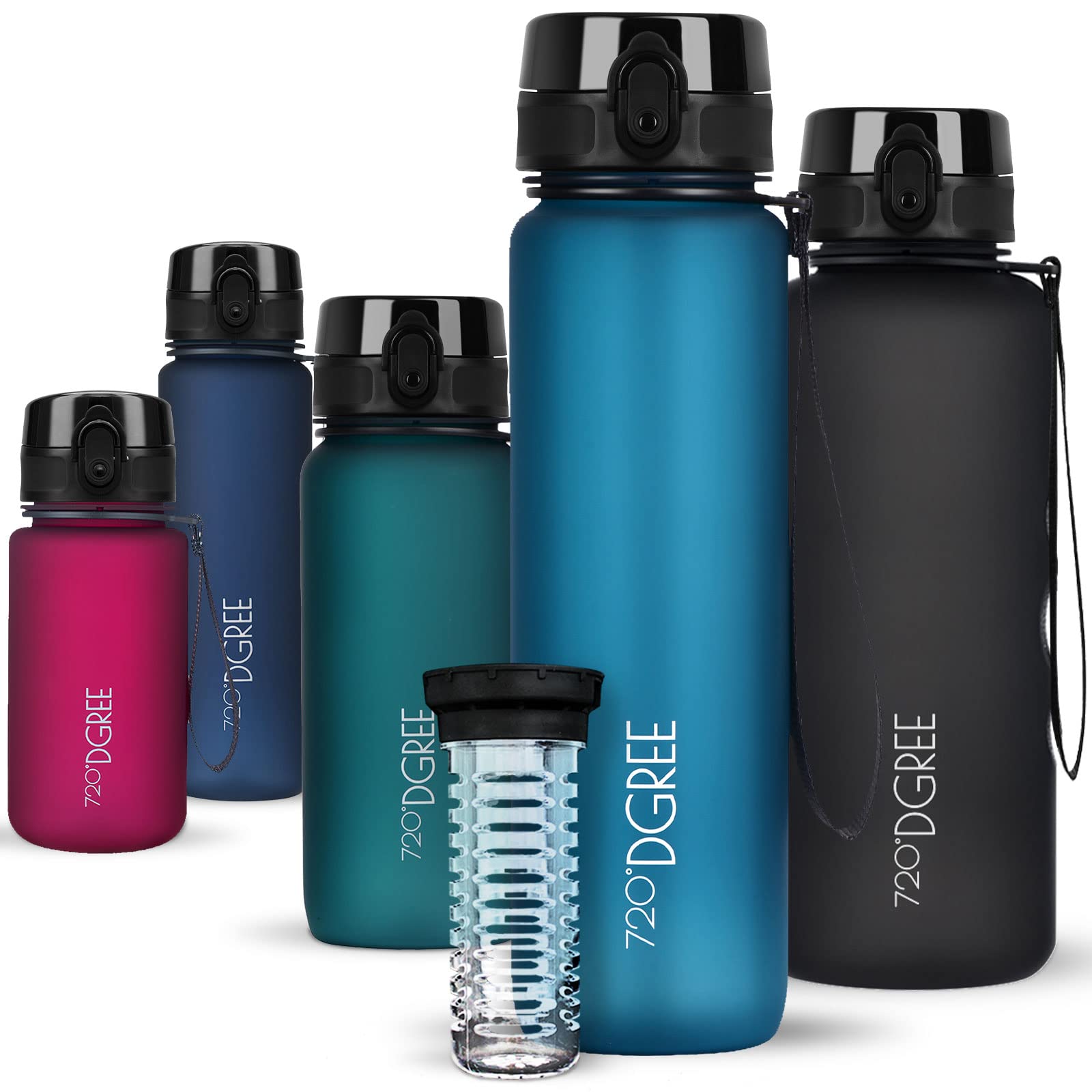 720°DGREE Water Bottle “uberBottle“ - 1 L softTouch +Fruit-Infuser - BPA-Free Tritan, Leakproof, Reusable Drinking Bottle - Sports Bottle for Gym, Running, Fitness, Cycling, Travel, School & Office