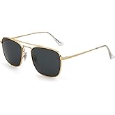 JIM HALO Retro Square Aviator Sunglasses Premium Glass Lens Flat Metal Eyewear Men Women