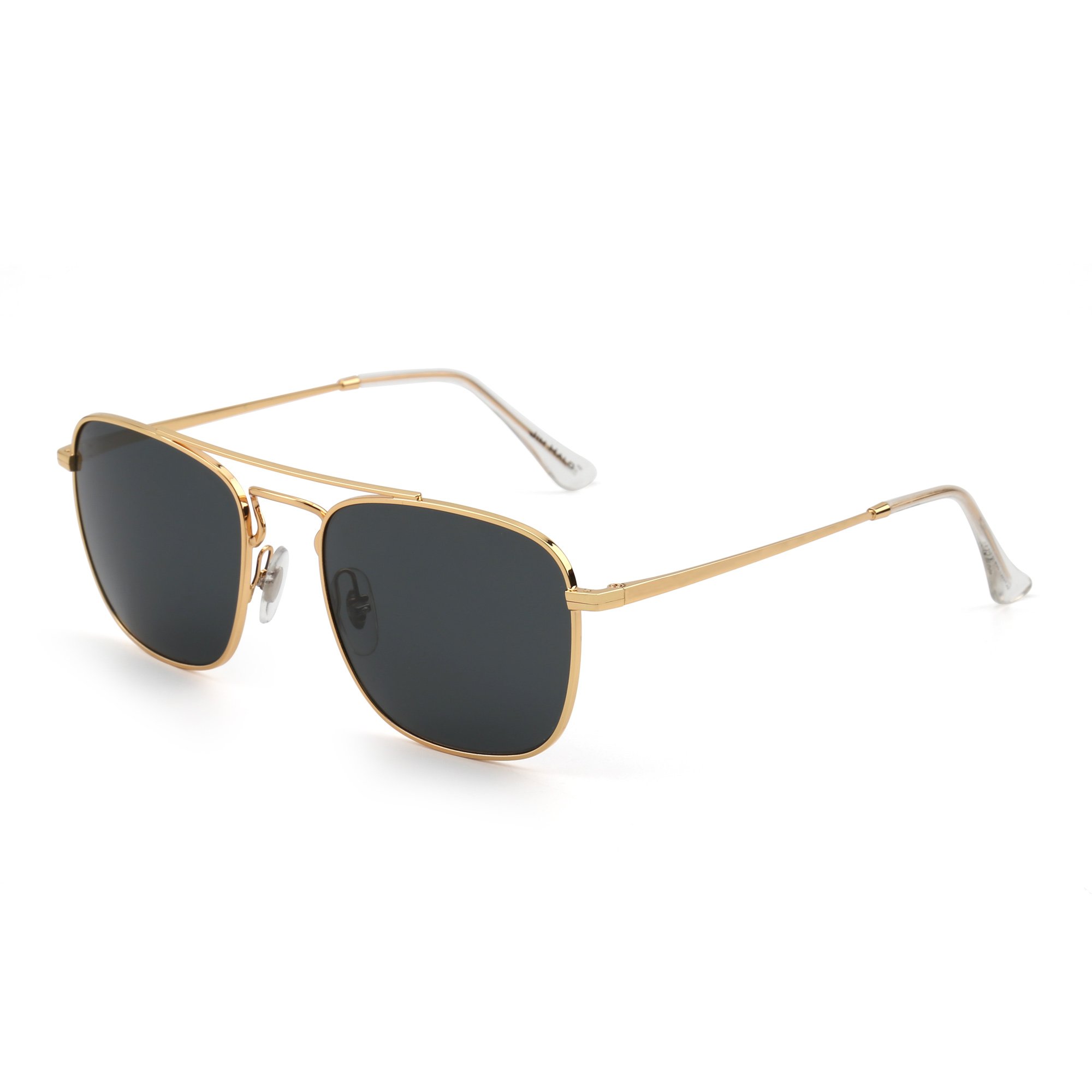RETRO SQUARE AVIATOR SUNGLASSES PREMIUM GLASS LENS FLAT METAL EYEWEAR MEN WOMEN Jim Halo Retro Square Aviator Sunglasses Premium Glass Lens  main image 4