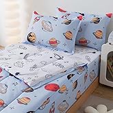 qjmiaofang 4Pcs Zipper Bedding Twin for Boys Galaxy Bedding Zip Up Comforter Kids Girls Outer Space Comforter with Fitted Sheet Universe Planets All in one Zipper Comforter with Fitted Sheet Decor