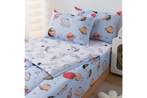 qjmiaofang Space Zipper Bedding Sets Twin Universe Comforter Set 4Pieces Galaxy Themed All in One Zipper Bed Set Planets Star