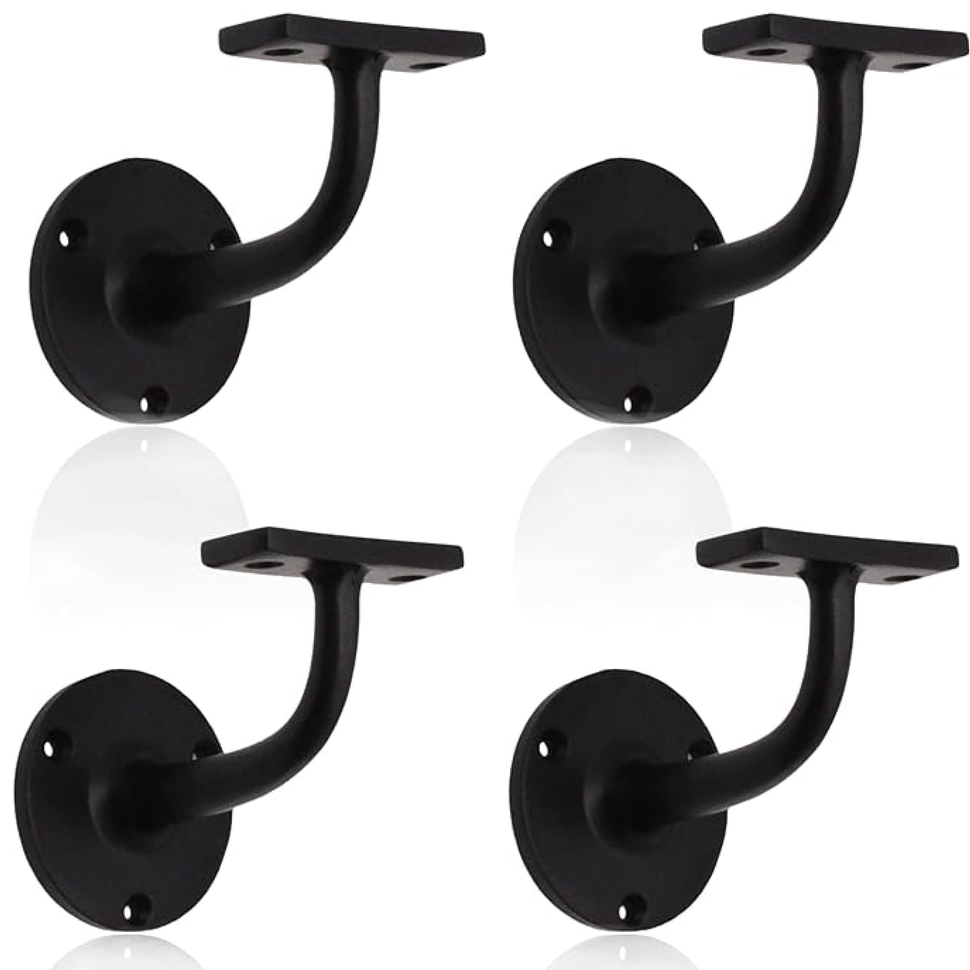 Matt Black Handrail Brackets for Stair Bannister Handrail Wood and Steel Handrail - Pack of 4 — image 1