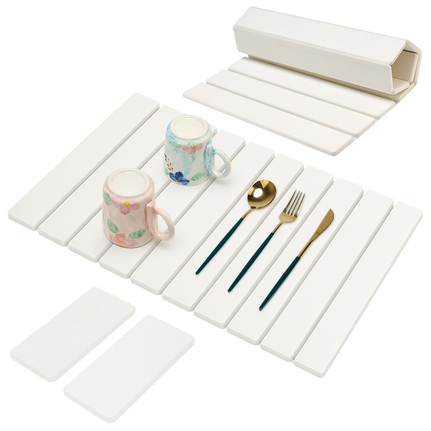 Photo 1 of 3 Pcs Large Stone Dish Drying Mat for Kitchen Sink Counter Dish Pads Diatomaceous Earth Mats Quick Fast Drying Stone Mat Diatomite Absorbent Tray Dry Matt Kitchen Countertop Dishes Drainer Mat