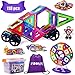 Frolk Magnetic Building Blocks Set 118 Pieces - Tiles Set for 3D Construction for Kids Age 3+. Educational Toy for Girls and Boys. Hours of Fun! Comes with Plastic Storage Box and Premium Backpack.