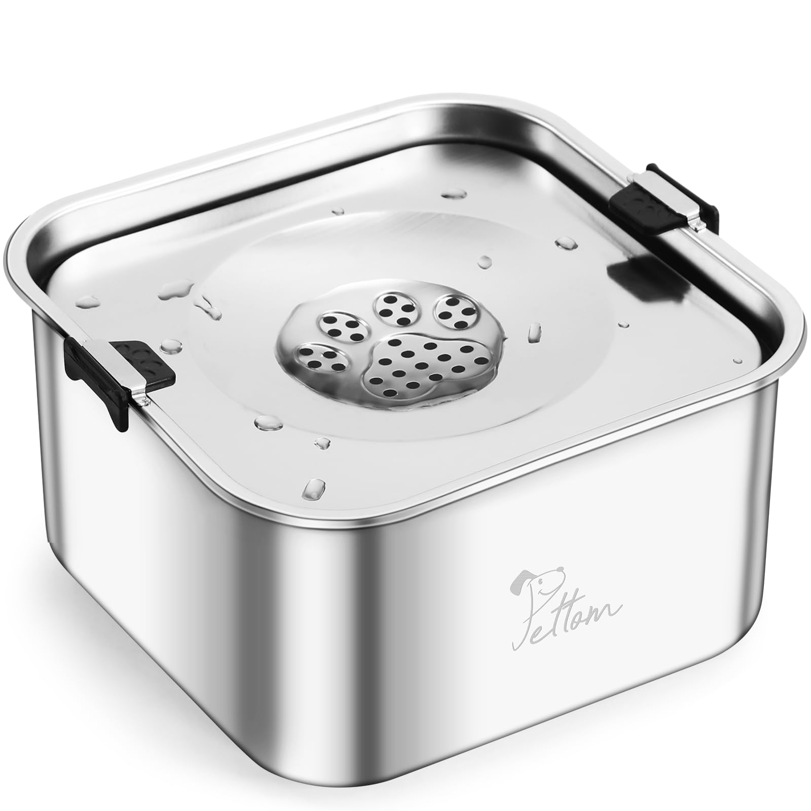 PETTOM Non Spill Dog Water Bowl, 3L Large Capacity Stainless Steel Dog Water Bowl Anti Drip, Splash Proof Floating Water Bowls for Dogs