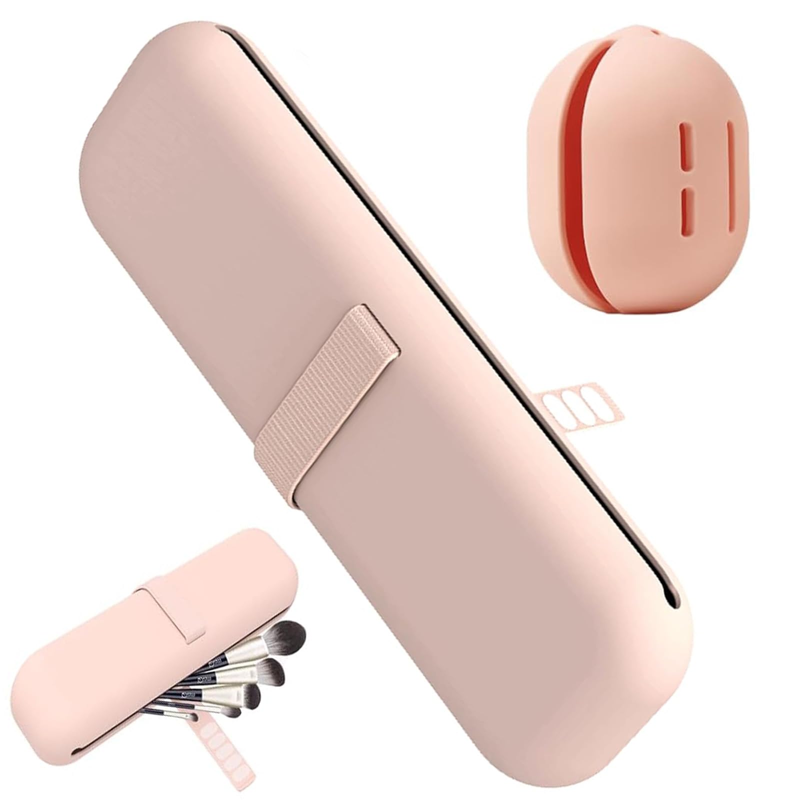 SUpoetry Silicone Cosmetic Brush Bag, Make Up Brush Storage, Brush Storage, Ideal for Travel or Business Trip (Pink), pink