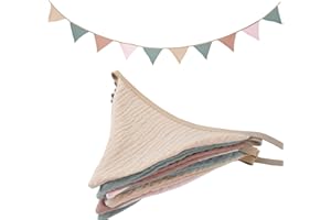 Uorbmaio Pennant Banner Bunting Flags Multicolor, Garland Triangle Banners Fabric for Boho Baby Shower Wedding Party Decorations Nursery Playroom Decor(Pastel)