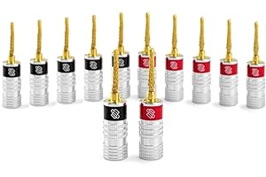 Sewell Silverback Flex Pin Connectors for Speaker Wire, for Spring-Loaded inputs, 6 Pairs - 2025 Update (6 Pairs)