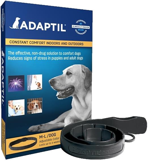 Amazon Com Adaptil Dap Calm On The Go Dog Appeasing Pheromone Odorless Collar For Anxiety Stressful Large And Medium Dogs Max Adjustable Neck Size 24 6 Inches Pet Supplies