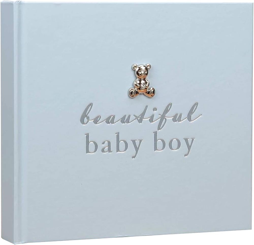 Widdop and Co New Baby 50 6x4 Photo Album with Silver Teddy Attachment