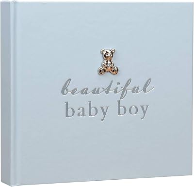 Widdop and Co New Baby 50 6x4 Photo Album with Silver Teddy Attachment