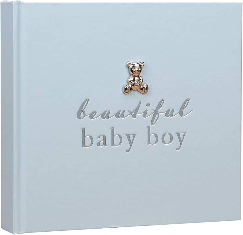 Widdop and Co New Baby 50 6x4 Photo Album with Silver Teddy Attachment
